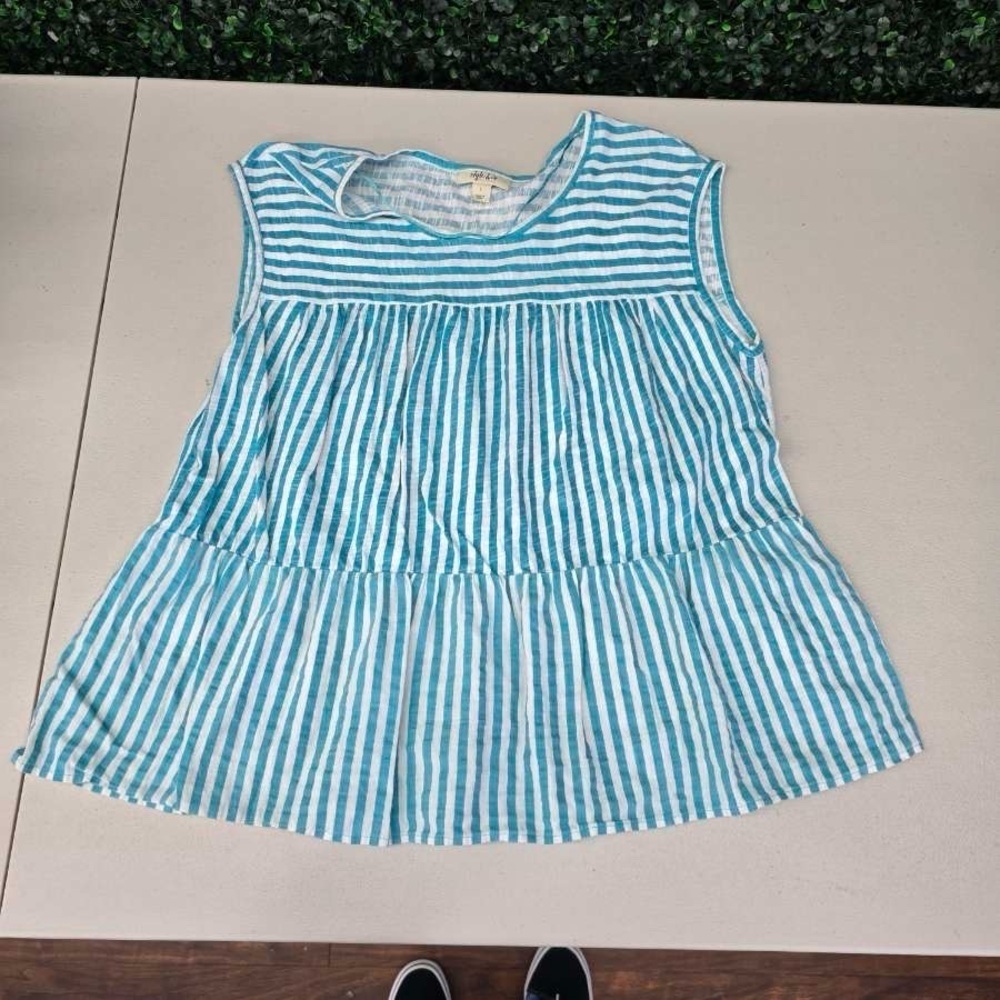 Style & Co Blue Striped Sleeveless Top - Size L!
